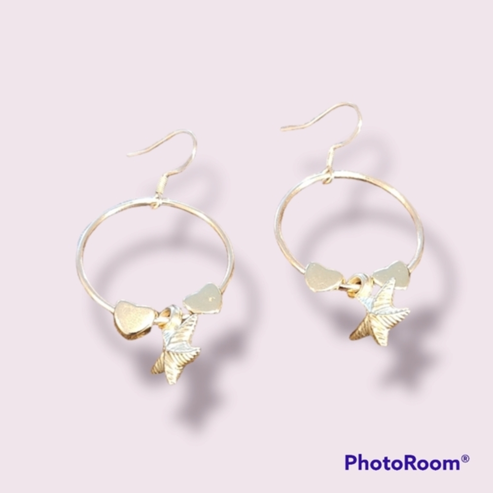 Small Handmade Hearts and Star Earrings‎